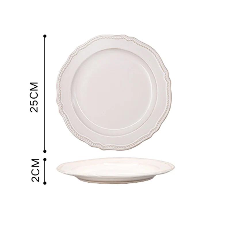 Relieff Keramiske Tallerkener Nordisk Stil Vintage Middagstallerken Biff Pastarett Sett Husholdningsskål Kaffekopp Krus Restaurant Servise