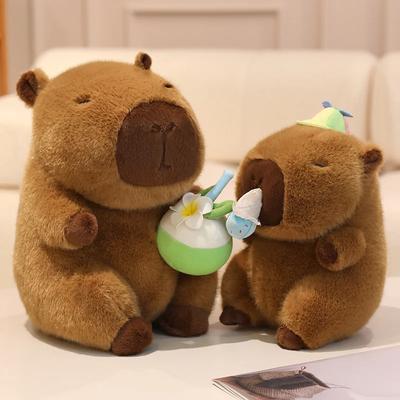 Cartoon Capybara Plush Toys Fluffty Vacation Style Capybara Cute Doll Stuffed Animals Soft Pillow Kids Birthday Christmas Gift