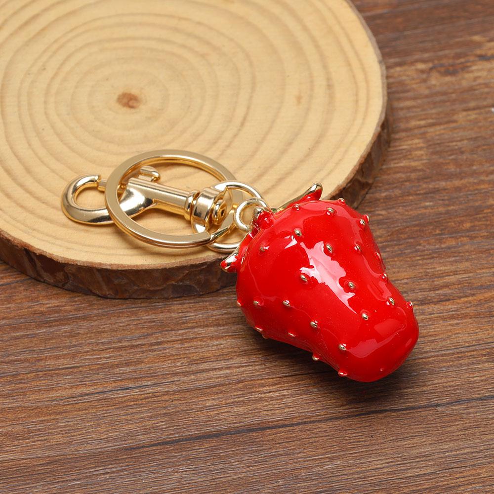 Cute Fruit Red Strawberry Pendant Keychain Suitable For Keyring Backpack Car Pendant Decoration Jewelry Accessories Holiday Gift