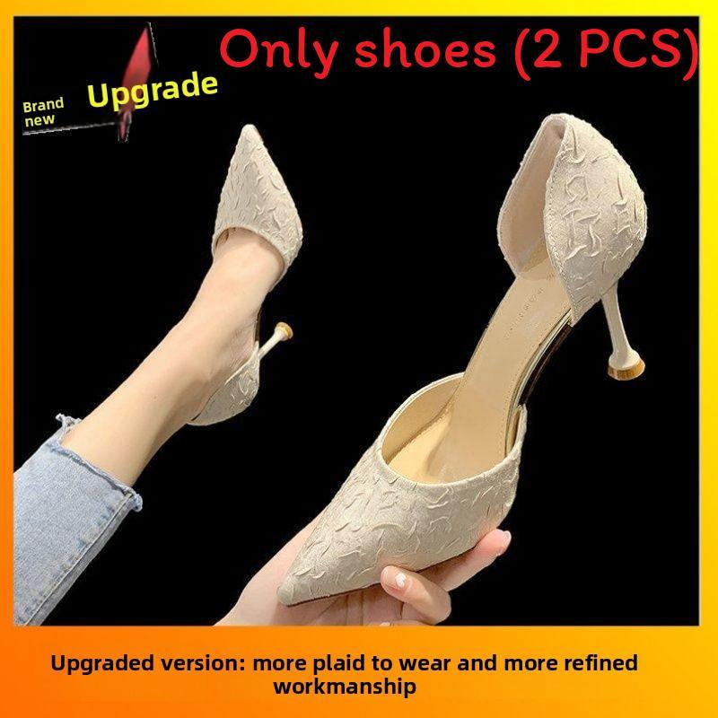 Spring Summer Women High Heels Pu Elegant Pointed Toe Slipon For Daily Wear