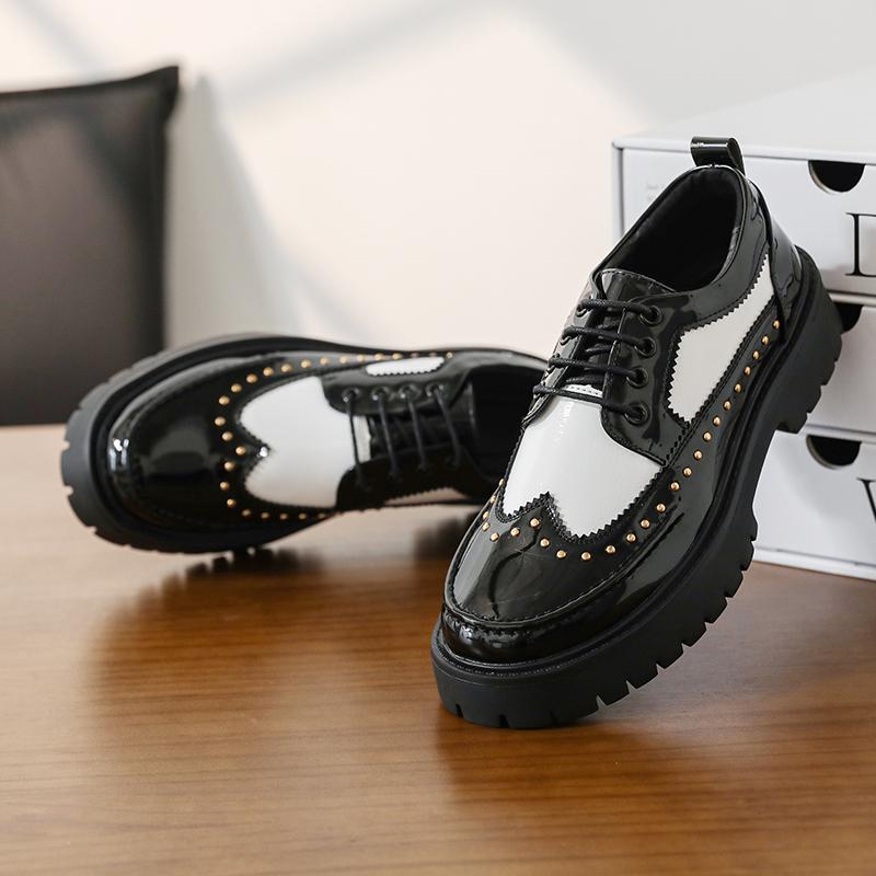 Fashion Fashion Men Dress Shoes Men Platform Light Comfortable Fashion Big Head Shoes Lace-up Business Office Brand Shoes Size 38-46
