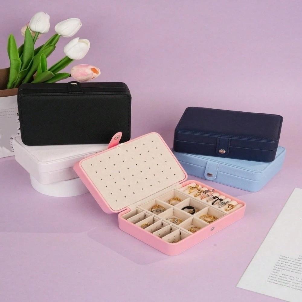 High-end Portable Jewelry Storage Box Large Capacity Double-layer Earring And Ring Jewelry Box Exquisite Display