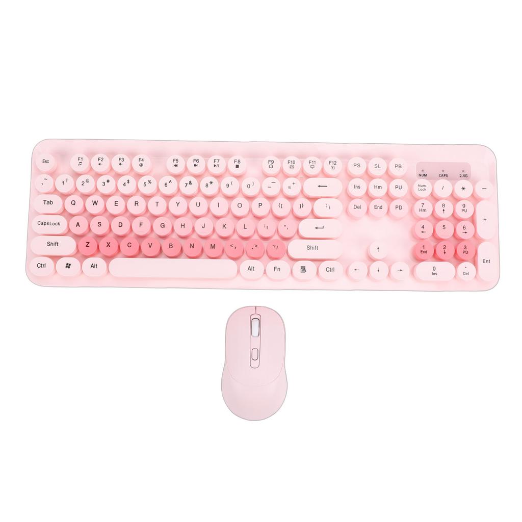 Wireless Cute Keyboard and Mouse 104 Keys Typewriter  Retro Round Keycaps Keyboard for PC Laptop Desktop Wireless Keyboard