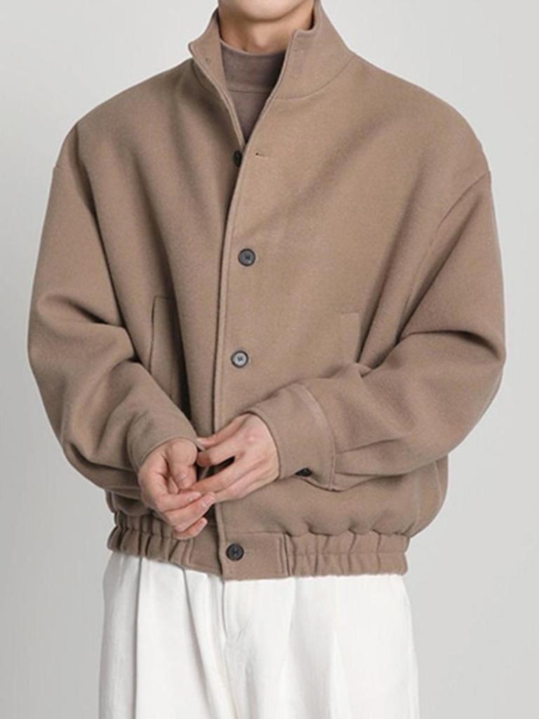 Unisex Japanese Retro Drape Wool Jacket - Trendy Loose Drop Shoulder Baseball Collar for Autumn/Winter 2025