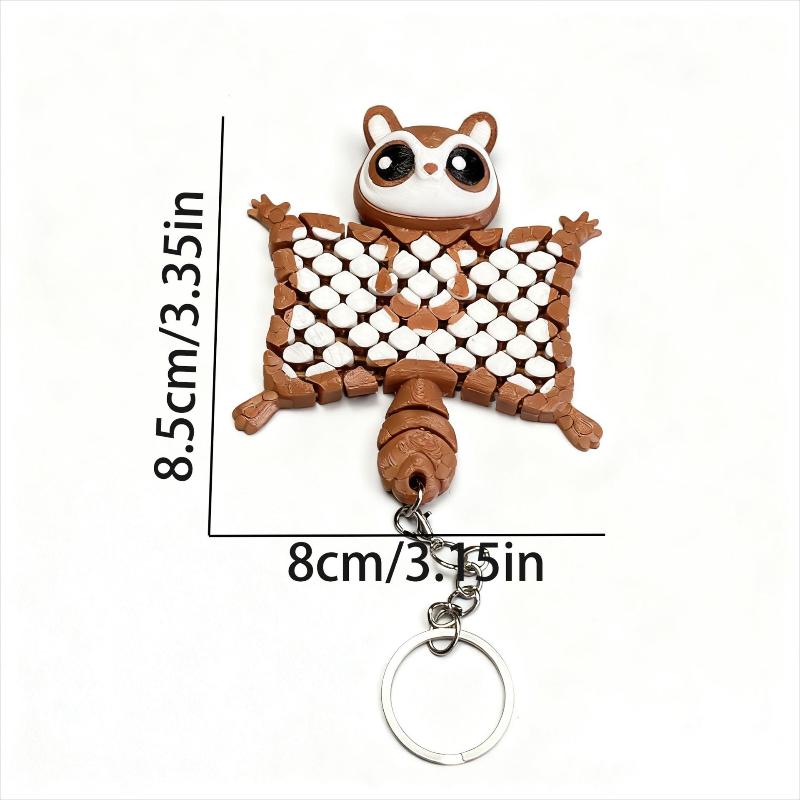 1PC 3D Printed Cute Flying Squirrel Pendant Keychain Decoration Bag Charm Hanging Accessories Toy Gift