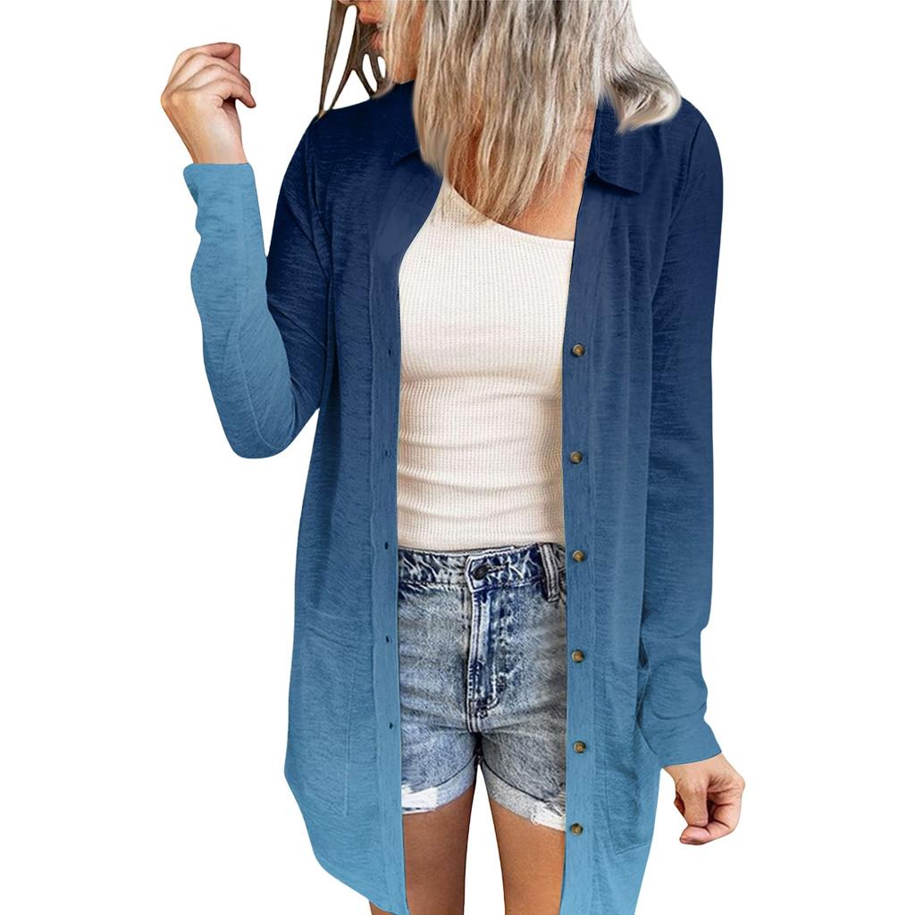 Women's Casual Fashion Floral Print Long Sleeve Mid-Length Cardigan Jacket