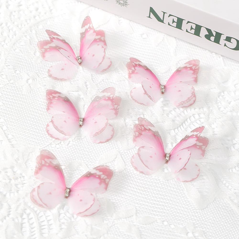 30/50Pcs Artificial Diamond Butterfly For Home Room Decoration DIY Wreath Valentine's Day Wedding Girl Hair Clip Butterfly Decor