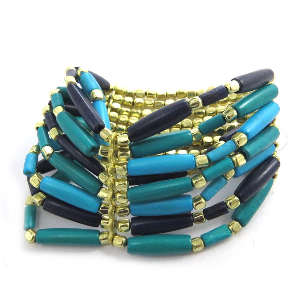 Les Trésors De Lily [N1779] - Bracelet fantaisie 'Kilimanjaro' turquoise doré