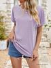 Women's Eyelet Summer Round Neck Short Sleeve Casual T-shirt