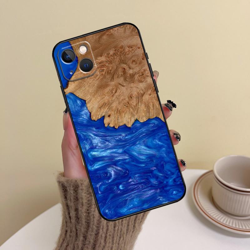 Wood Resin Pattern Phone Case For iPhone 15 Pro Max 11 12 13 14 16 17 Pro Max Mini Plus 16e 17 Air Cover Funda