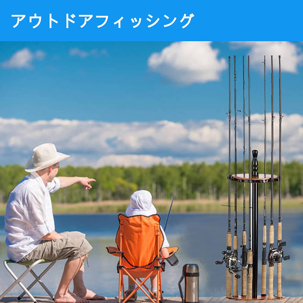 Timiland Rod Holder, Round Design, 360 Degree Rotating Fishing Rod Stand, Holds 15 Fishing Rods, Advanced Rod Display Stand, Easy Assembly with Japane