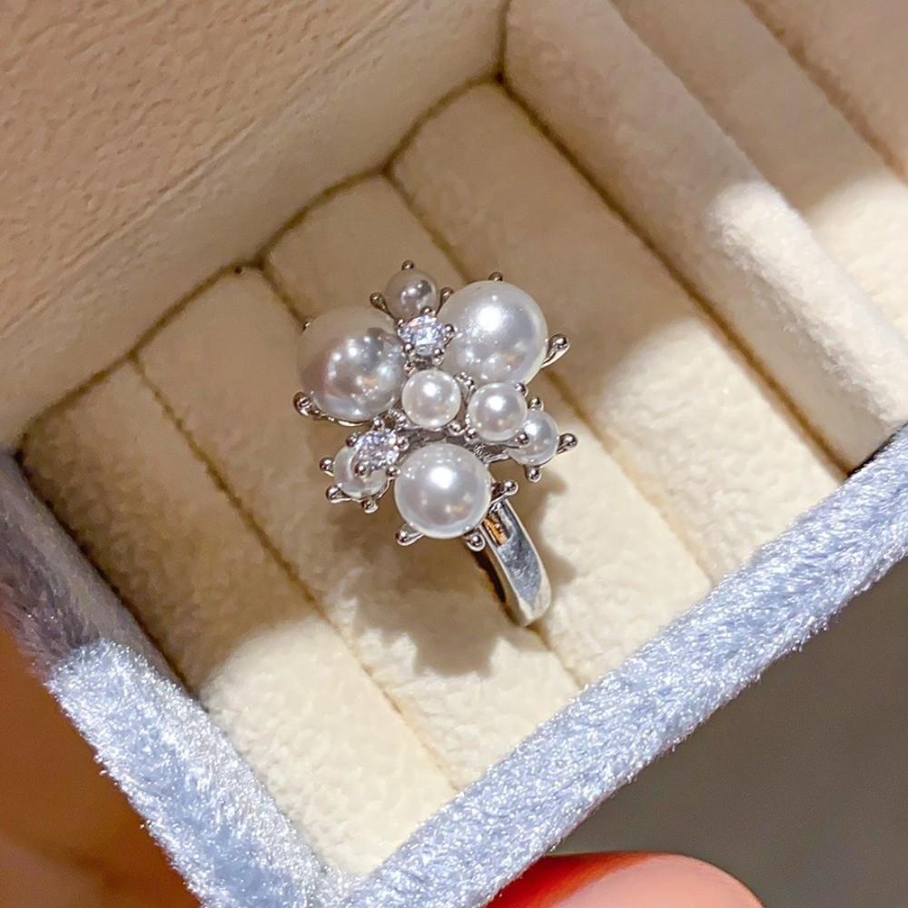 Cubic Zirconia Stone Zircon Square Ring Water Drop Shape Open Ring Design for Wedding Party