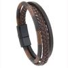 European American Vintage Wrap Men's Woven Leather Bracelet Multi-Layer Magnetic-Clasp PU Wristband Unisex Trendy Accessory