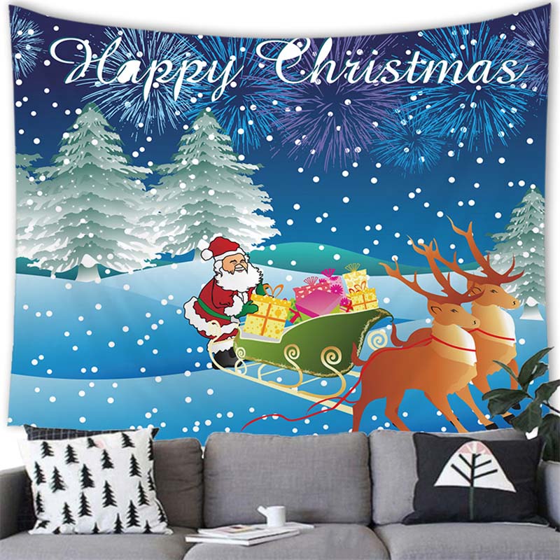 Santa Elch Schneemann Drucken Home Decor Tapisserie Wandbehang Weihnachten Wohnzimmer Zimmer Wand Dekor Hintergrund Stoff tapiz navideño