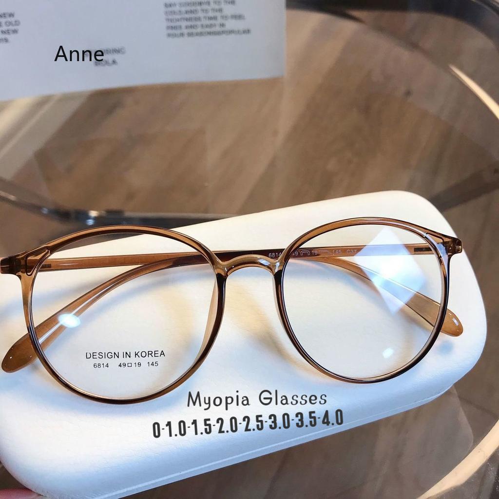 Vintage Round Computer Glasses Classic Tranpsparent Minus Diopter Eyewear Blue Light Blocking Prescription Glasses 0 To -4.0