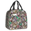 Mexican Sugar Skull Day Of The Dead Art Insulated Lunch Bags Women Resuable Thermal Cooler Food Lunch Box Outdoor Camping Travel