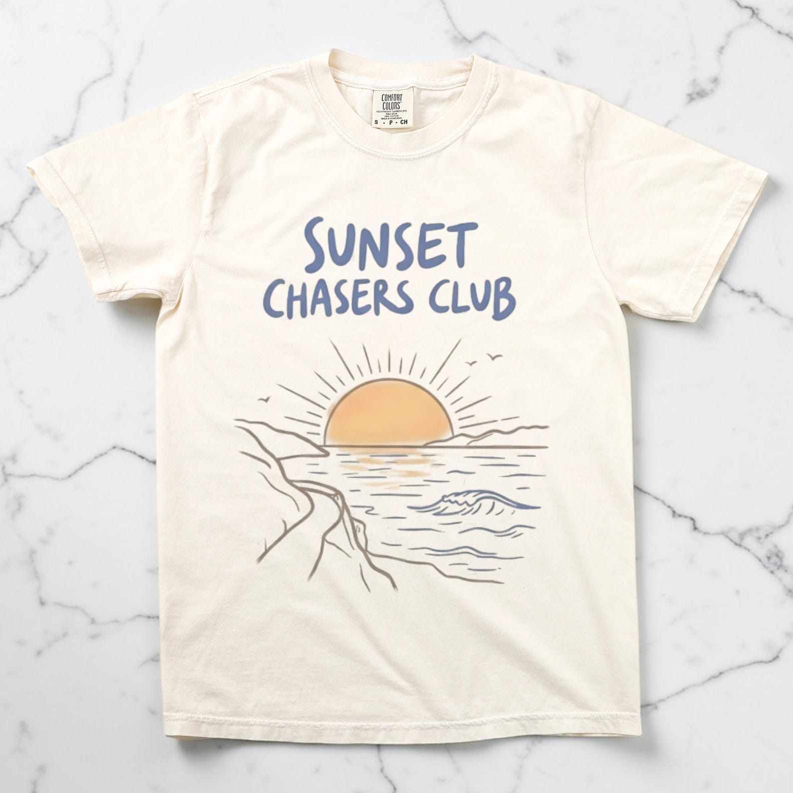 Sunset Chasers Club Shirt, Unisex Comfort Colors, Beach Sunset Graphic Tee, Summer Vacation Shirt, Ocean Lover Gift, Adventure Tee, Coastal S