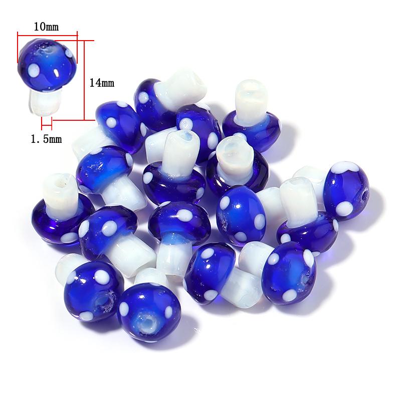 10-20Pcs 16x12mm Liuli Silica Lampwork Mushroom Beads Colourful Loose Glass Beads For Needlework DIY Jewelry Making Accessories