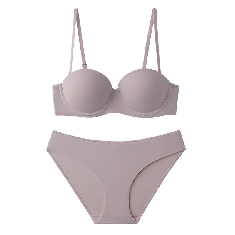 

Fun set Traceless soft steel ring Half cup Glossy gathering Anti-sagging upper support Sexy set 85D фіолетовий