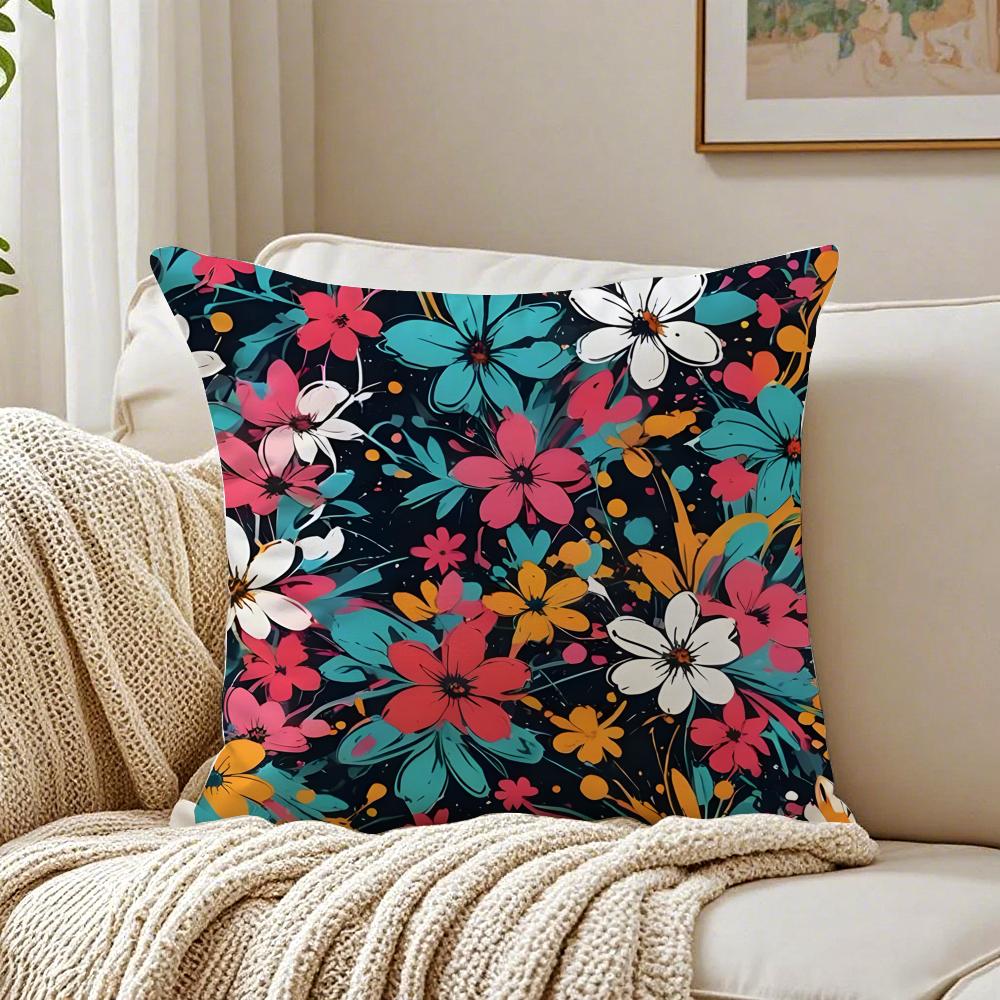Bright And Elegant Single Printed Flowers Cushion Cover Pillowcase Antidustmite Living Room Sofa Decor Cushion Room