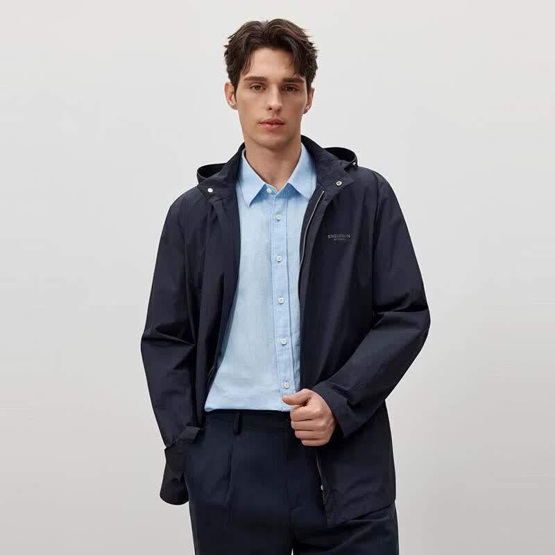 EMZ Men s Commuter Casual Stand Collar Hooded Jacket XL