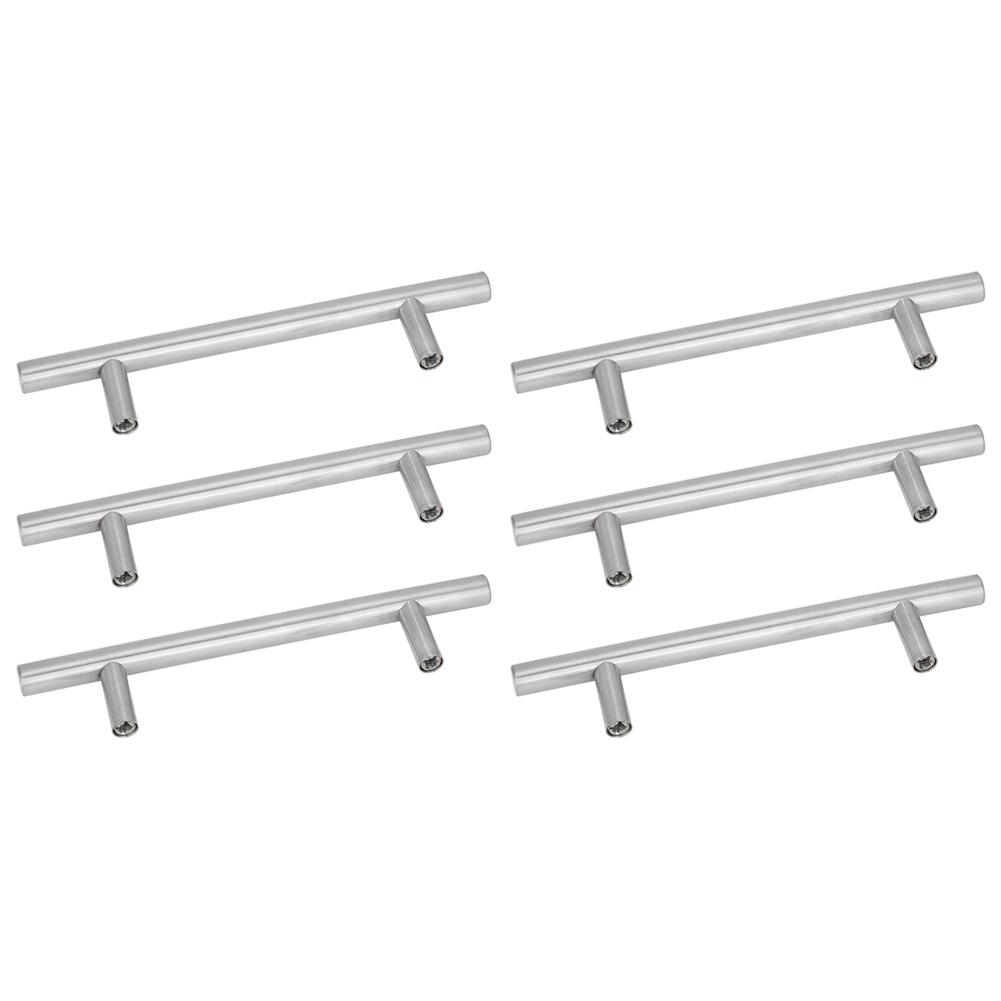 6 Stück Edelstahl T-Stangengriff Langlebige Möbelbeschläge für Kleiderschränke Schublade Schrank Schuppen