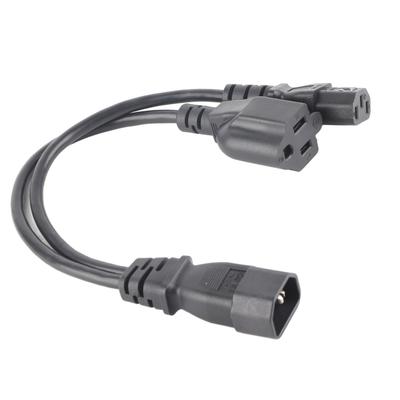 C14 Stecker auf C13 Nema 5-15R Buchse Y-Splitter Stromkabel 1 Eingang auf 2 Ausgänge 10A 250V Wasserdichtes Stromverlängerungsadapterkabel