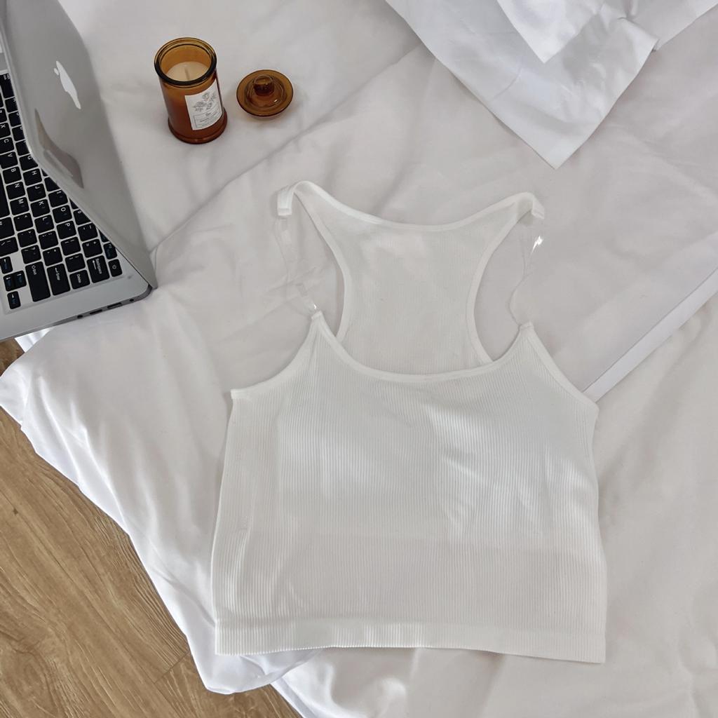 Summer Invisible Halter Square Neck Off-the-shoulder Slim-fit with Chest Pad Short with A Sexy Vest Spice Girl Top with Chest
