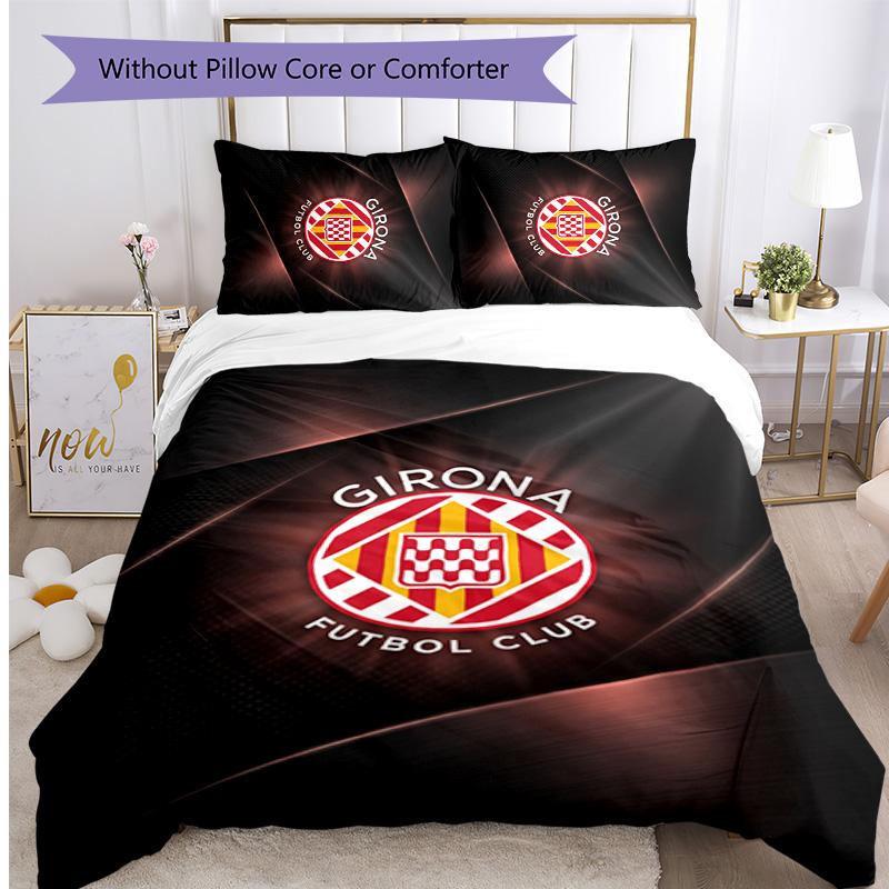 Girona FC Printed 3PCS Bedding Set Breathable Duvet Cover with Pillowcases Decorative Bed Linen for Bedroom Home