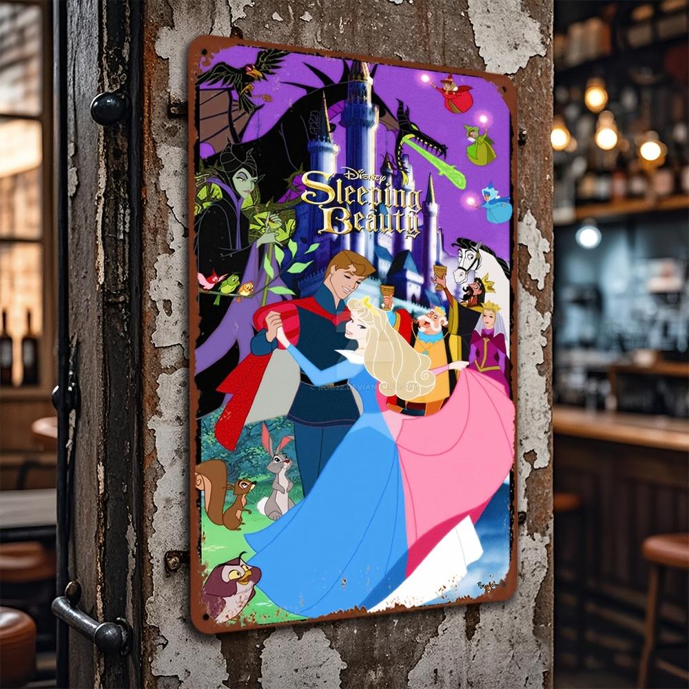 1pc Sleeping Beauty Aurora & Maleficent Themed Metal Wall Art - Vibrant 8x12 Inch Tin Sign for Home, Bar, Cafe, Garage Decor - O