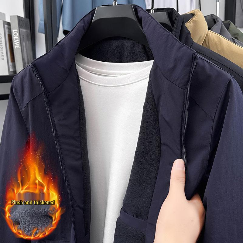 

New Autumn-Winter Men s High-Quality Waterproof Windproof Business Casual Stand Collar Jacket Extra Large темно-синього кольору