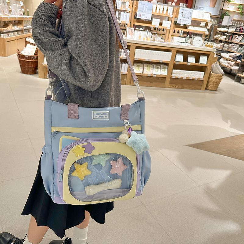Torba crossbody damska przezroczysta torebka duża pojemność studencka torba na ramię