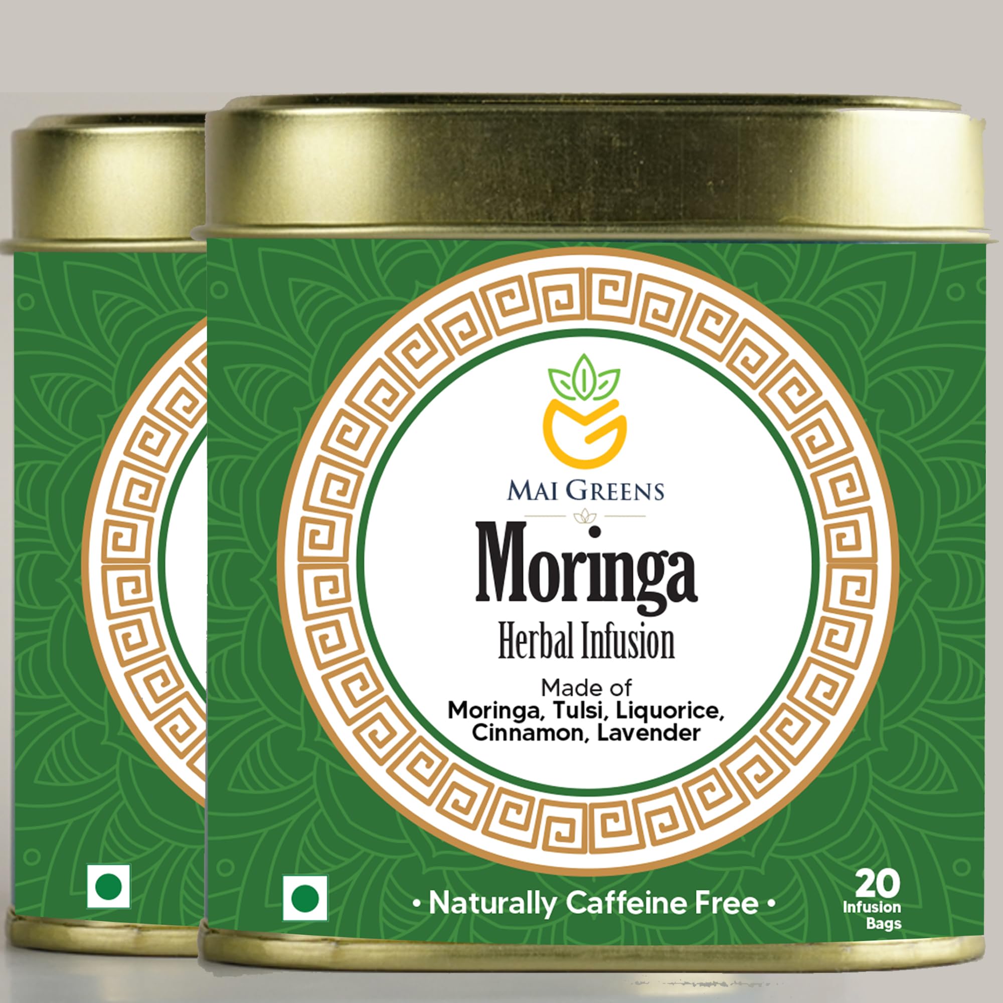 

Mai Greens Moringa Herbal Infusion - 40 Pyramid Tea Bags - Caffeine-Free Detox Tea | Rich in Antioxidants & Iron | Supports Energy, Immunity