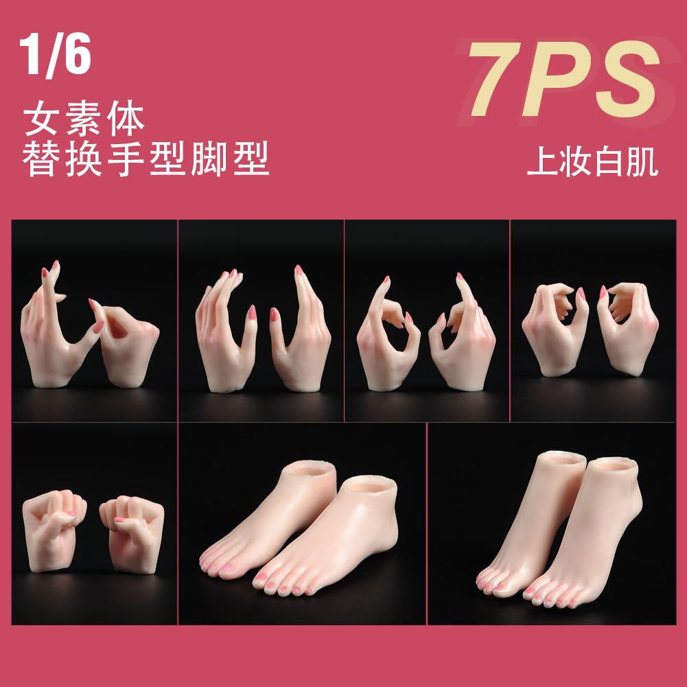 Scale Figure Beautiful Female Body TP305 7PS Cute Fist Hand and Foot Set White [TOYBARJAPAN] 1/6 Accessories/ANT Pre-Made (Pearl Skin)