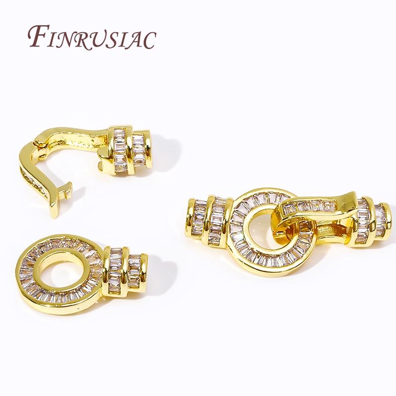 Luxury Cubic Zirconia Pearl Clasps 18K Gold Plated Fastener Clasp Connectors For Jewelry Making DIY Necklace Accessories