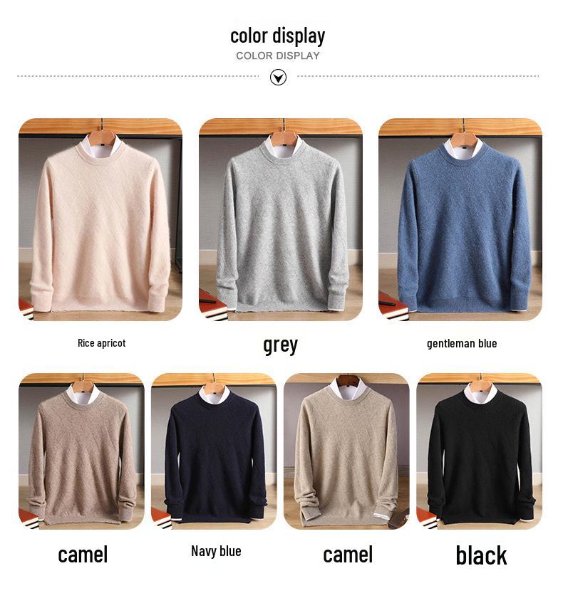 Herren Pullover aus reiner Wolle - Rundhalsausschnitt, lockere Passform für Business, geeignet für Herbst, Frühling & Winter