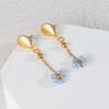 Atoztide Trendy Exquisite Colorful Flower Tassel Earring for Women Stainless Steel Gold Color Shell Drop Earring Jewelry Gift