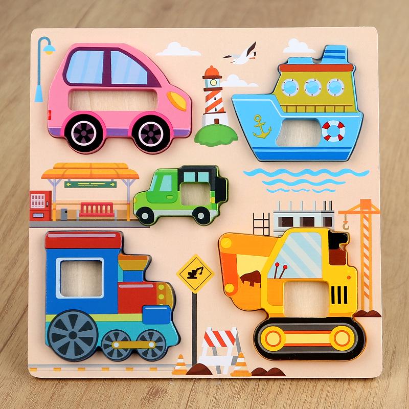 Wooden Educational Animal & Transport Puzzle Blocks for Kids