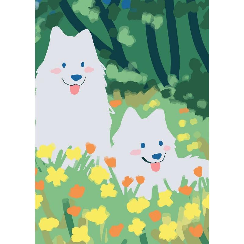 

Cute Healing Cartoon Pet Cats And Dog Poster Canvas Painting Print Wall Painting Living Room Children s Room Bedroom Home Decor 21cm×30cm NoFrame