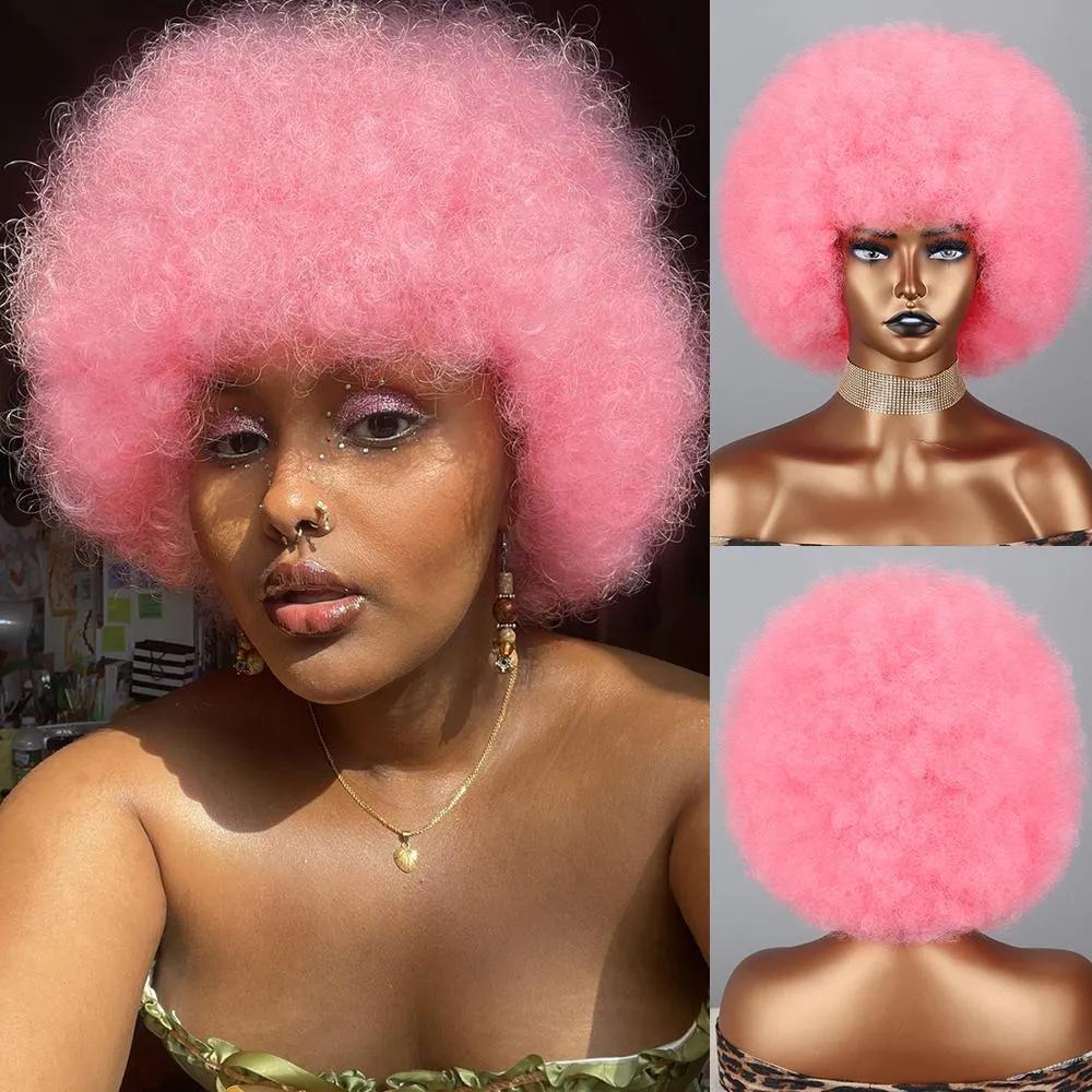 

MERISIHAIR Synthetic Short Curly Wig African Curlys Large Roll Wig High Temperature Fiber Wig For Women Daily Cosplay Wear 30cm