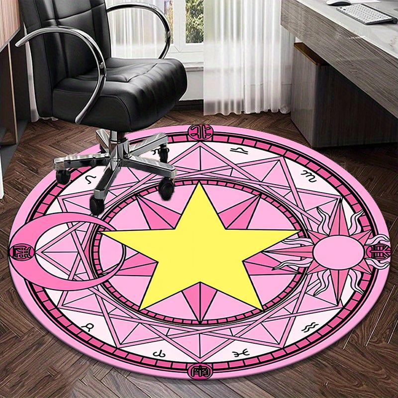 Celtic Moon Pentagram Art Round Carpet Chair Cushion Round Entryway Rug, Soft Round Rugs for Living Room, Bedroom, Circle Carpet Decor Gifts