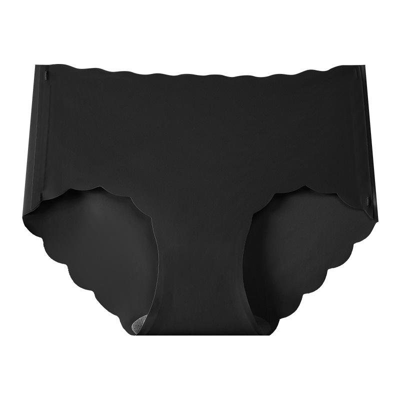 Plus Size Ice Silk Seamless Comfort Wave Edge Mid-Waist Triangle Panties