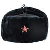 Winter Warm Faux Fur Trapper Hat With Soviet Emblem PU Leather Cap Men Women Skiing Snowboarding Cold Weather Protection