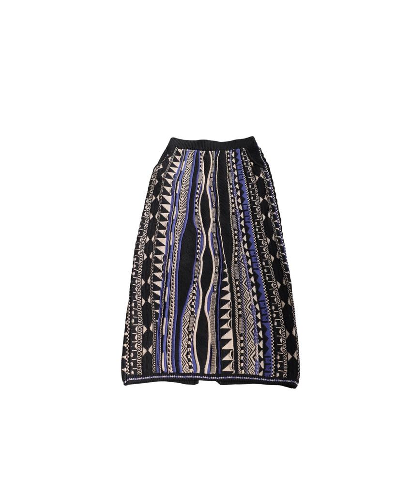 Antiqua Geometric Print Knit One Black Mix Skirt, Women's, Bottoms, Pattern, PN-00593, Size, 05,