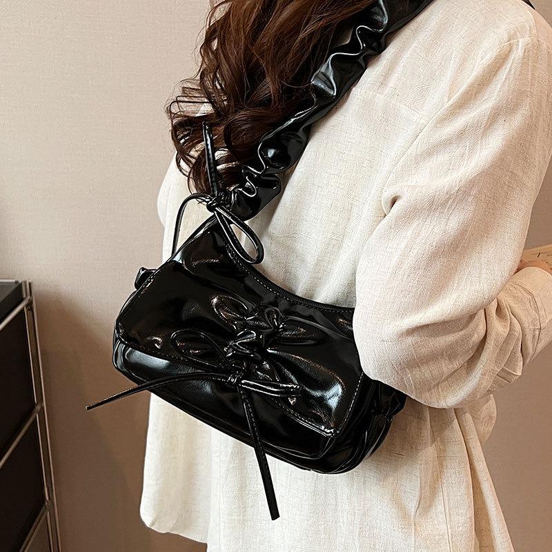 Premium-Tasche Damen neue Mode plissierte Schleife Achseltasche vielseitige Schultertasche
