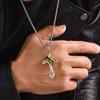 Stainless Steel Crown Cross Necklace Personalized Hiphop Necklace with Gold Crown Stylish Design Pendant Necklace for Men
