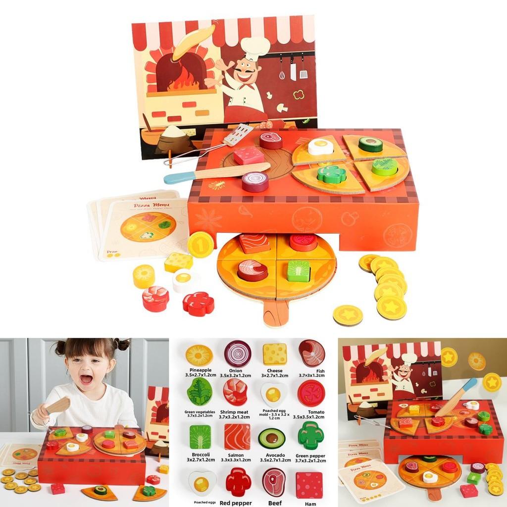 Wooden Simulation Pizza Making Children Toy Set For Imaginative Kitchen Games
