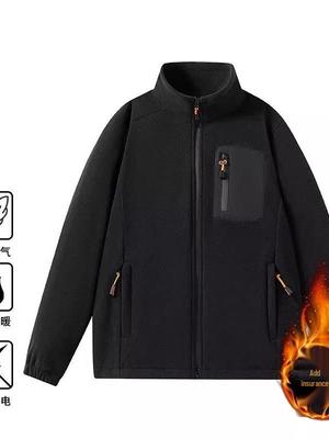 2025 Men's Windproof Fleece Jacket, Thickened Stand Collar, Warm Lining, Customizable and Available for Group Purchase