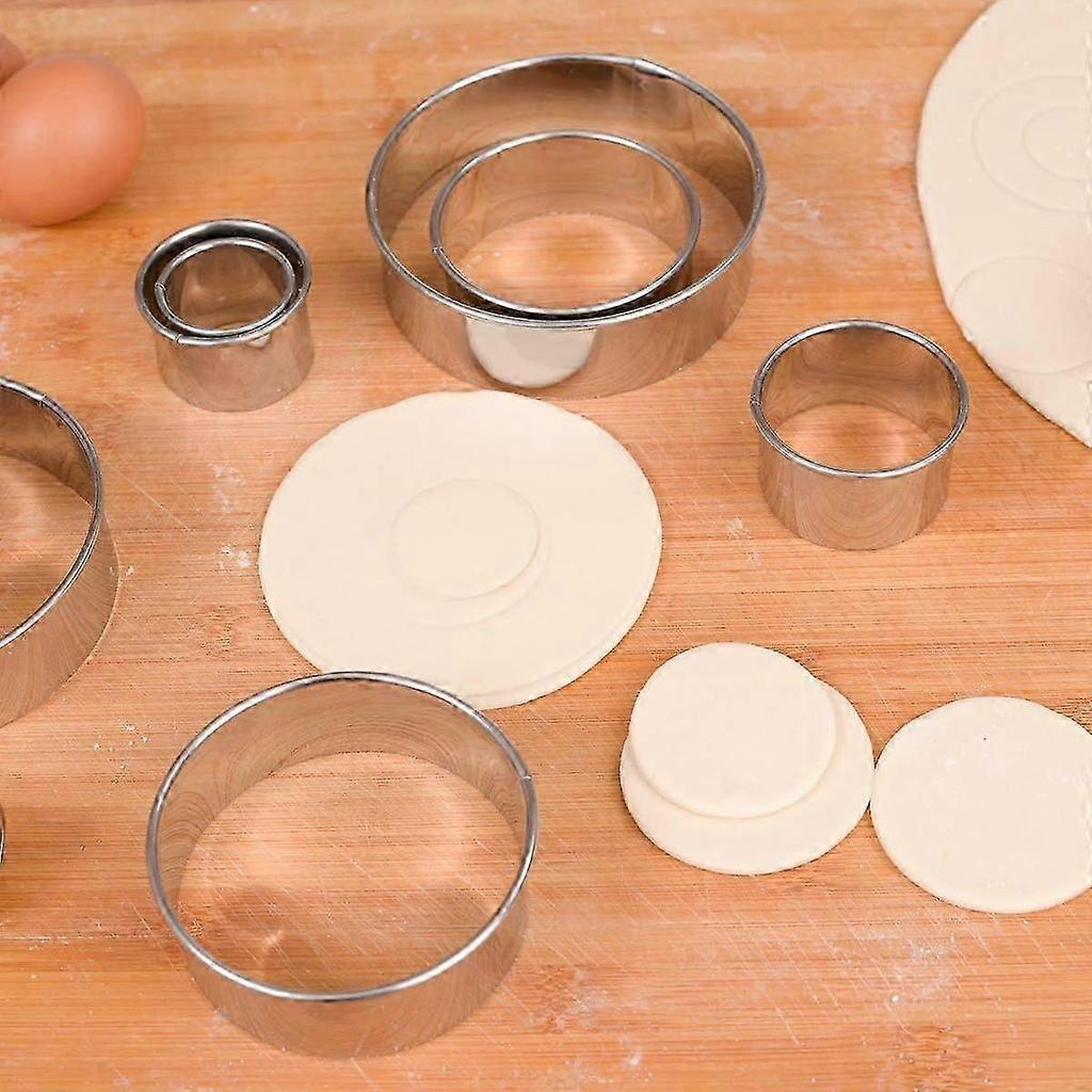 12PCS Round Circle Pastry Cutters Kitchen Cookie Cutters for Cookies Sugar Paste Cakes Biscuit Cookie Cutter