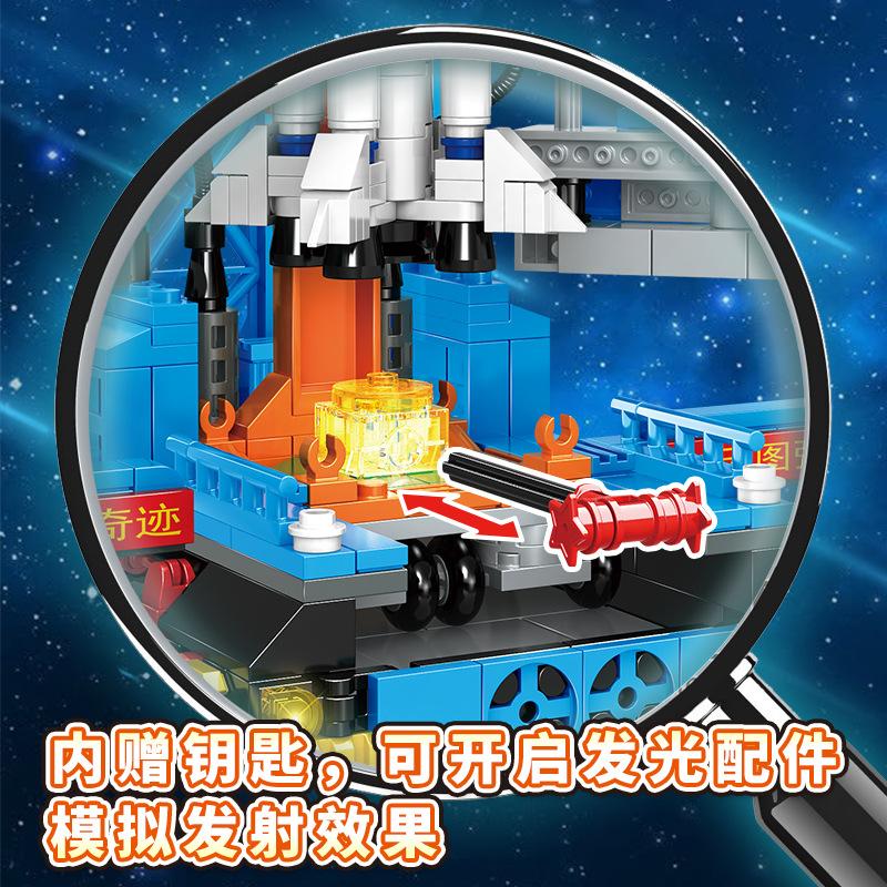 Seria Kosmiczna Rakieta Kosmiczna Sztuczny Satelita Eksploracja Księżyca Załogowy Statek Kosmiczny Klocki Model Biurkowy Zabawka